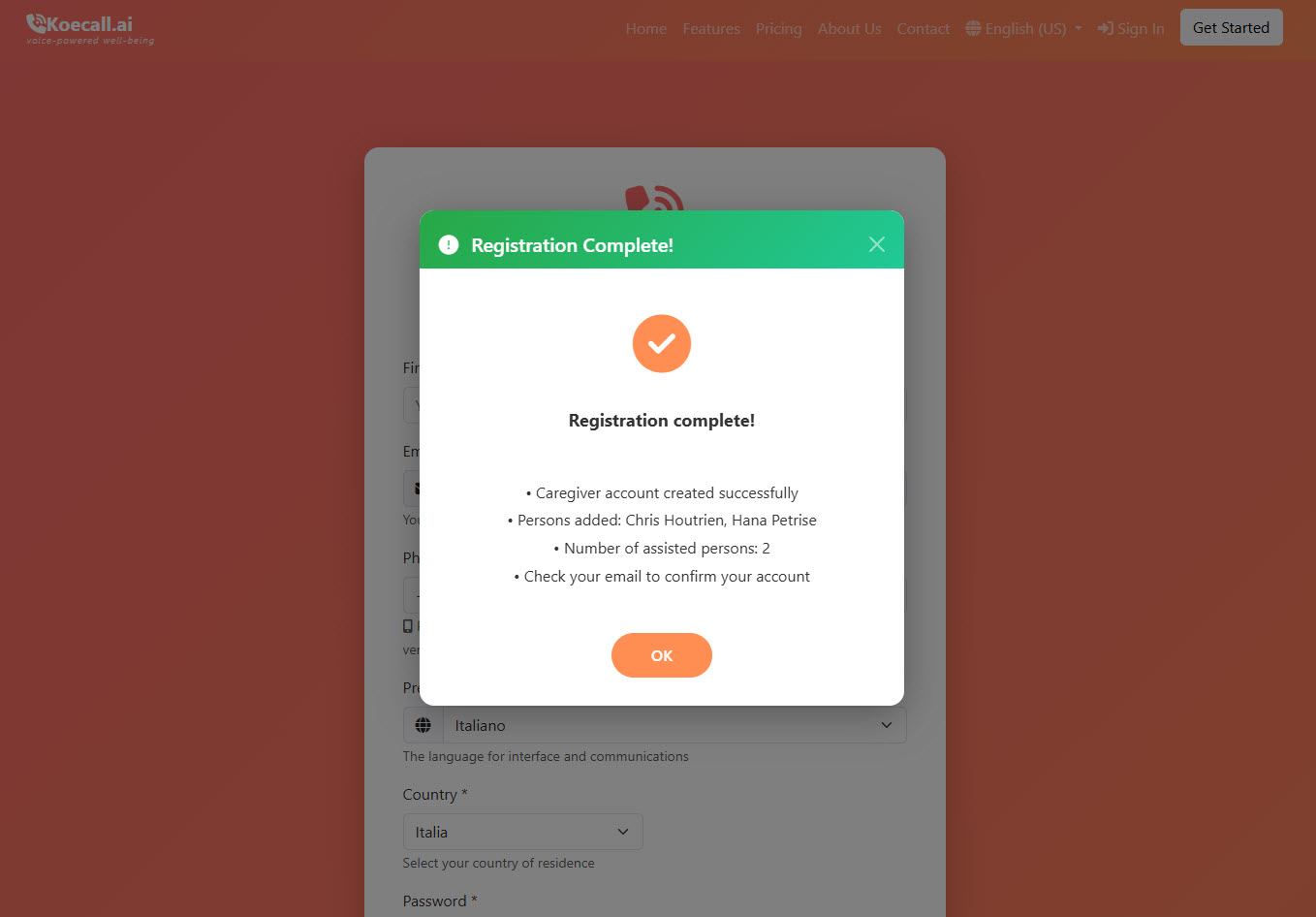 Registration: step 3